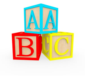 3D ABC cubes - isolated over a white background