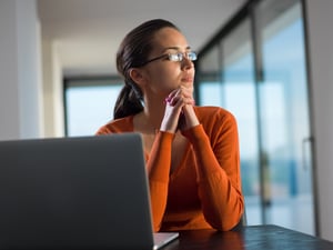 young business  woman working on laptop computer at modern home office